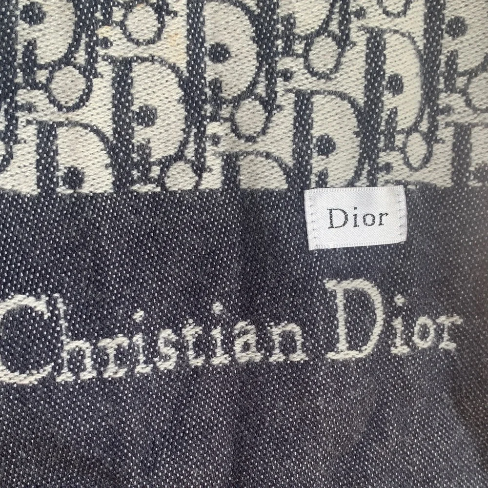 Dior Black and Cream Patterned Scarf